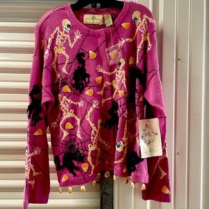 VINTAGE Festive Halloween Skeletons and Black Cats 🐈‍⬛ 🎃 Sweater